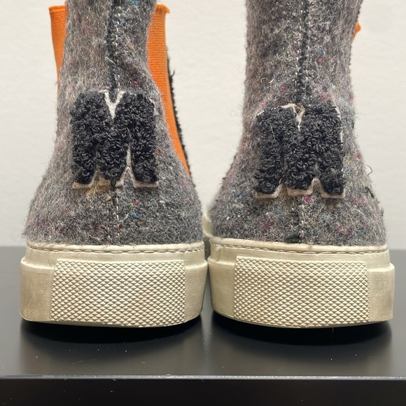 MSGM Wool High Top Sneaker US 7.5 / EUR 38 orange gray ankle boots slip on - Picture 8 of 13